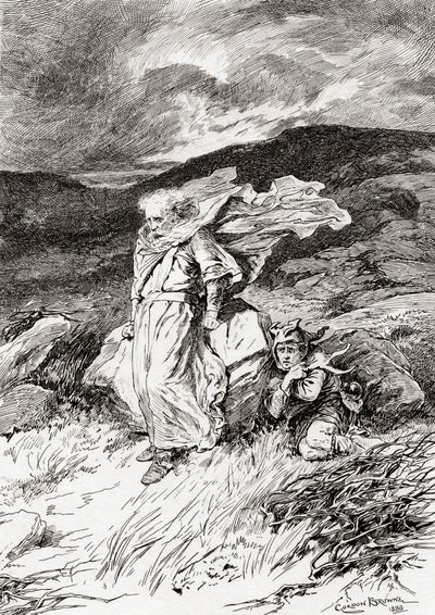 Eine Szene aus William Shakespeares Stück König Lear, Akt III, Szene 2, Lear: Nein, ich werde das Muster aller Geduld sein, ich werde nichts sagen von Gordon Frederick Browne